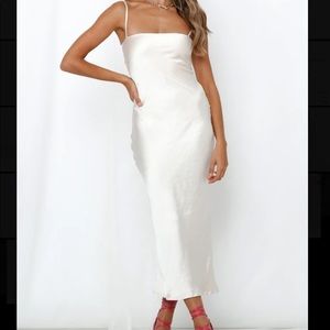 Two Worlds Apart Midi Dress in Pale Gold from Hello Molly